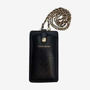 Coco Crush Style Black Phone Holder Crossbody With Chain Two Card Slots New